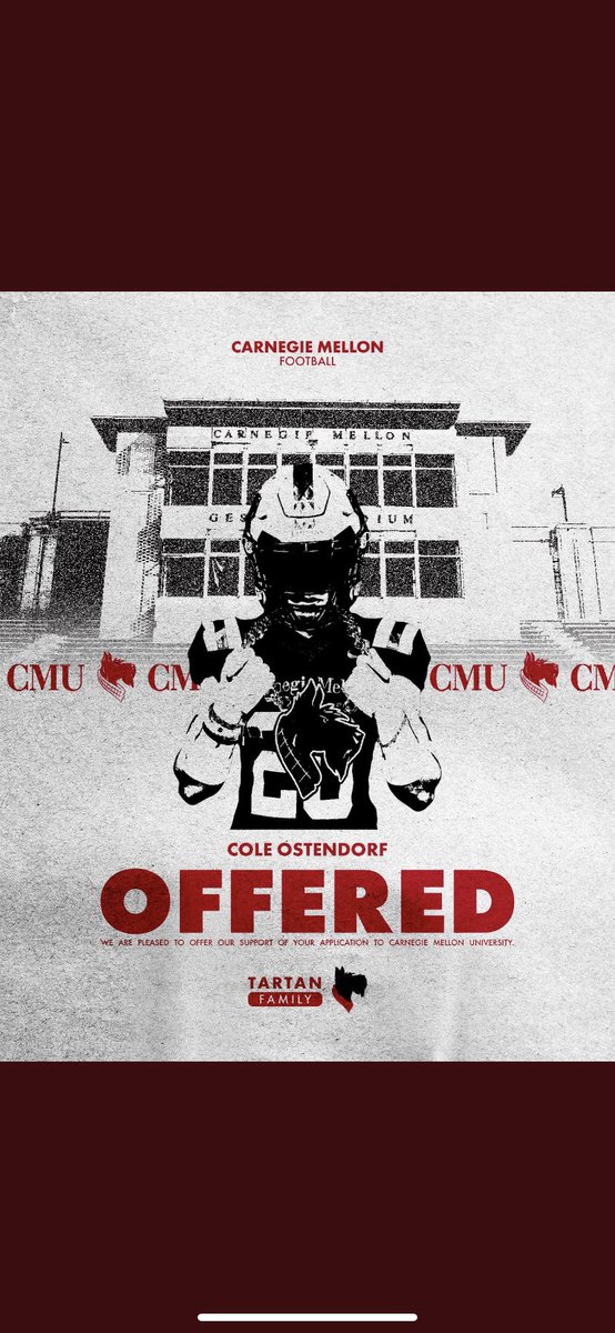 After a great phone call with <a href="/CoachGibboney/">Coach Gibboney</a> I am blessed to receive an offer from <a href="/TartanFB/">Carnegie Mellon Football</a> @york_dukes <a href="/CoachFitzFball/">Mike Fitzgerald</a> <a href="/EDGYTIM/">Timothy “EDGYTIM” OHalloran</a> <a href="/AllenTrieu/">Allen Trieu</a> <a href="/LemmingReport/">Tom Lemming</a> <a href="/PrepRedzoneIL/">Prep Redzone Illinois</a> @Rivals_Clint