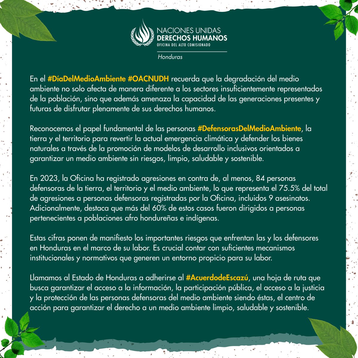 #DíaDelMedioAmbiente #OACNUDH #AcuerdodeEscazú