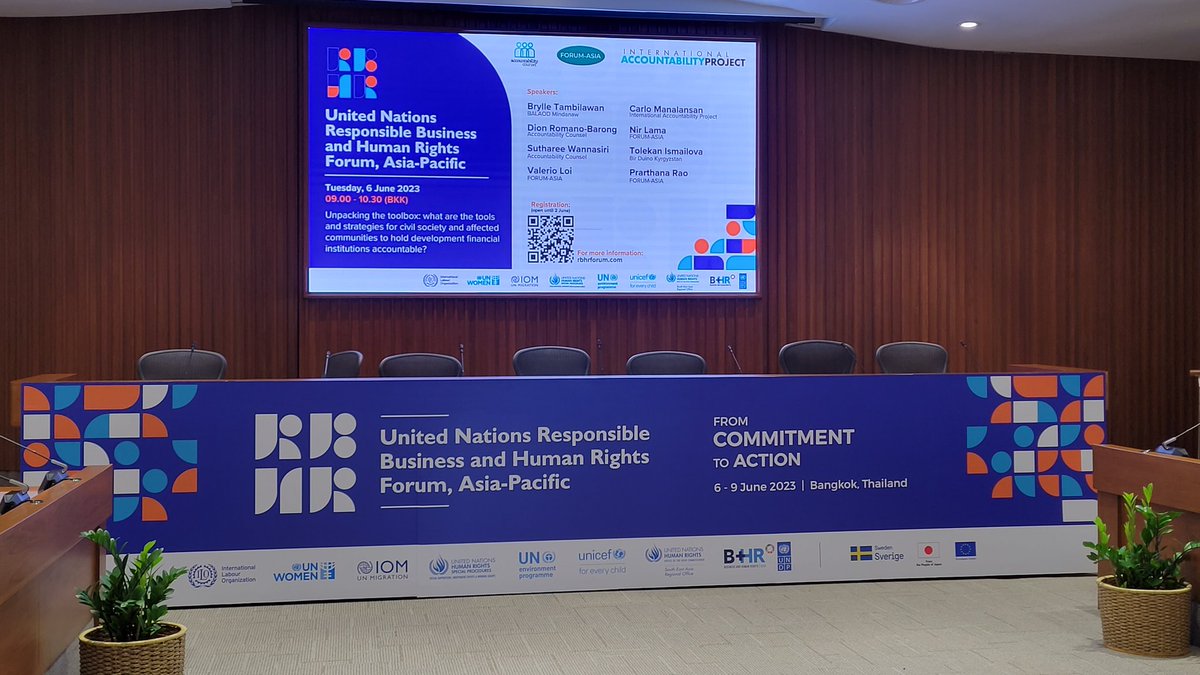 Looking forward to joining this pre-Forum session on how to hold DFIs accountable. DFIs have a key role to play in realising #R2D & SDGs, but they must ensure meaningful participation of people, conduct HRDD & establish effective A2R mechanisms. #RBHRF2023 Good to meet @SuthareeW