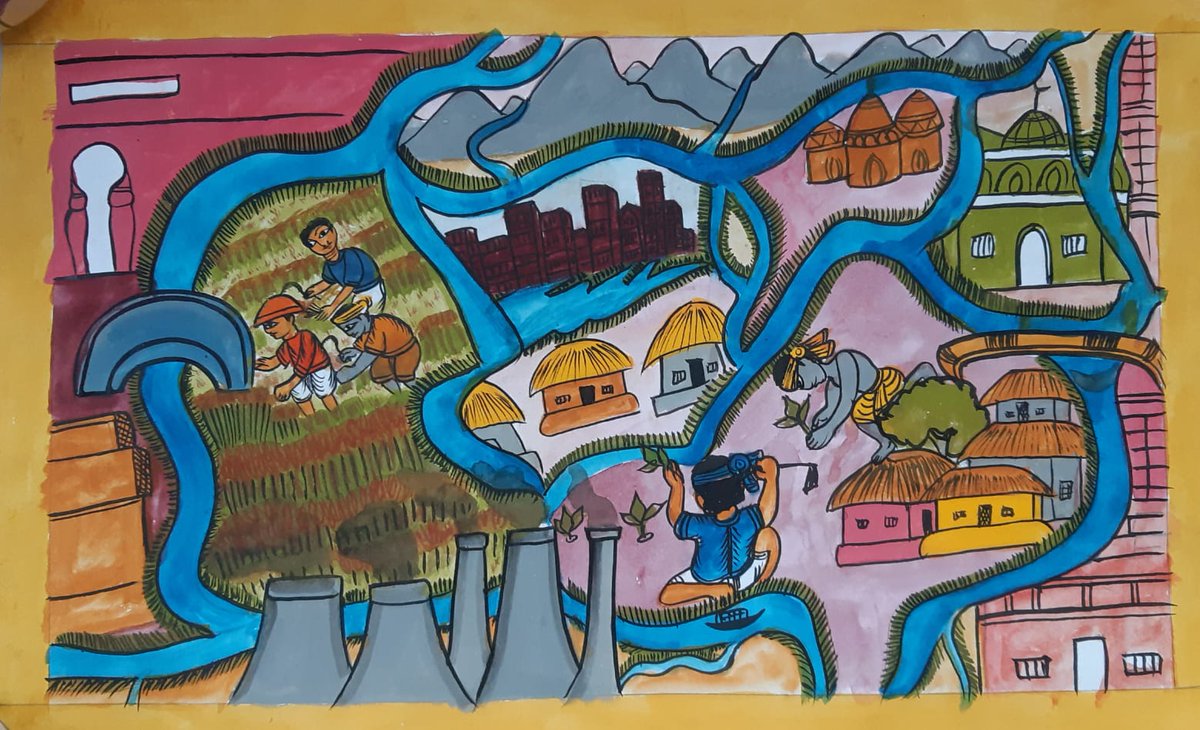 Anwesha_sg's tweet photo. On #WorldEnvironmentDay here's an unfinished illustration from our forthcoming book on river (by @debarati_bagchi) as a part of Itihashe Hatekhari series. The artists are Ranjit Chitrakar and Siraj Chitrakar.
#historyforchildren #booksforchildren #River #বইপড়া #booksonriver https://t.co/1JePNqFQvV