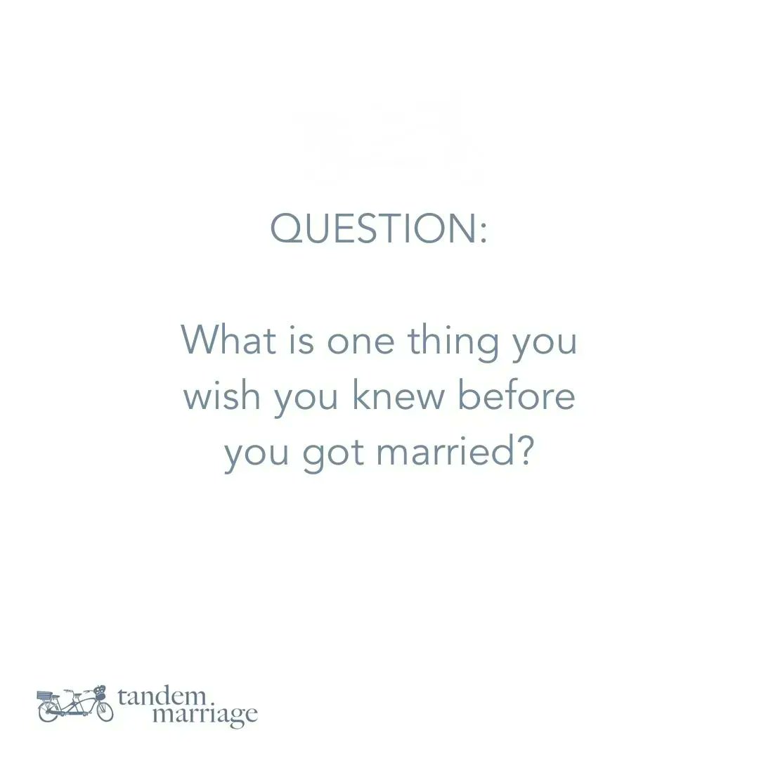 QUESTION:
What is one thing you wish you knew before you got married? #ThinkAboutIt
 
TandemMarriage.com/post/vows2
 
#TeamUs #MarriageEducation #MarriageGoals
