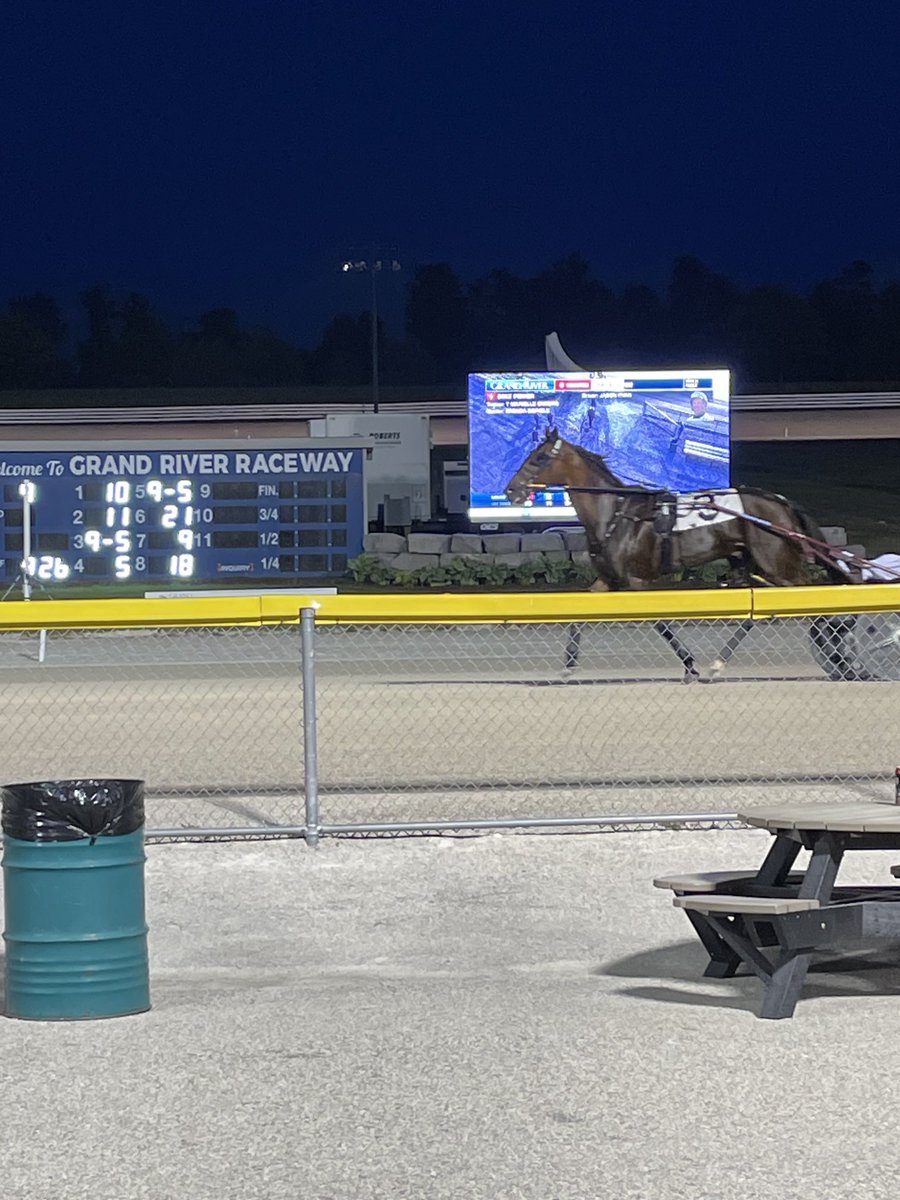 LusiAndAlbert's tweet photo. Magical Arthur hung tough for second in Elora. We enjoyed cheering for Arthur at Grand River Raceway. A nice team approach by J. Harris and Anthony Beaton Stable. Magical Arthur put forth a gutsy effort. 💙 #MagicalArthur #homebred #horselover #thebountyofillusionist https://t.co/d0GWqb3O83