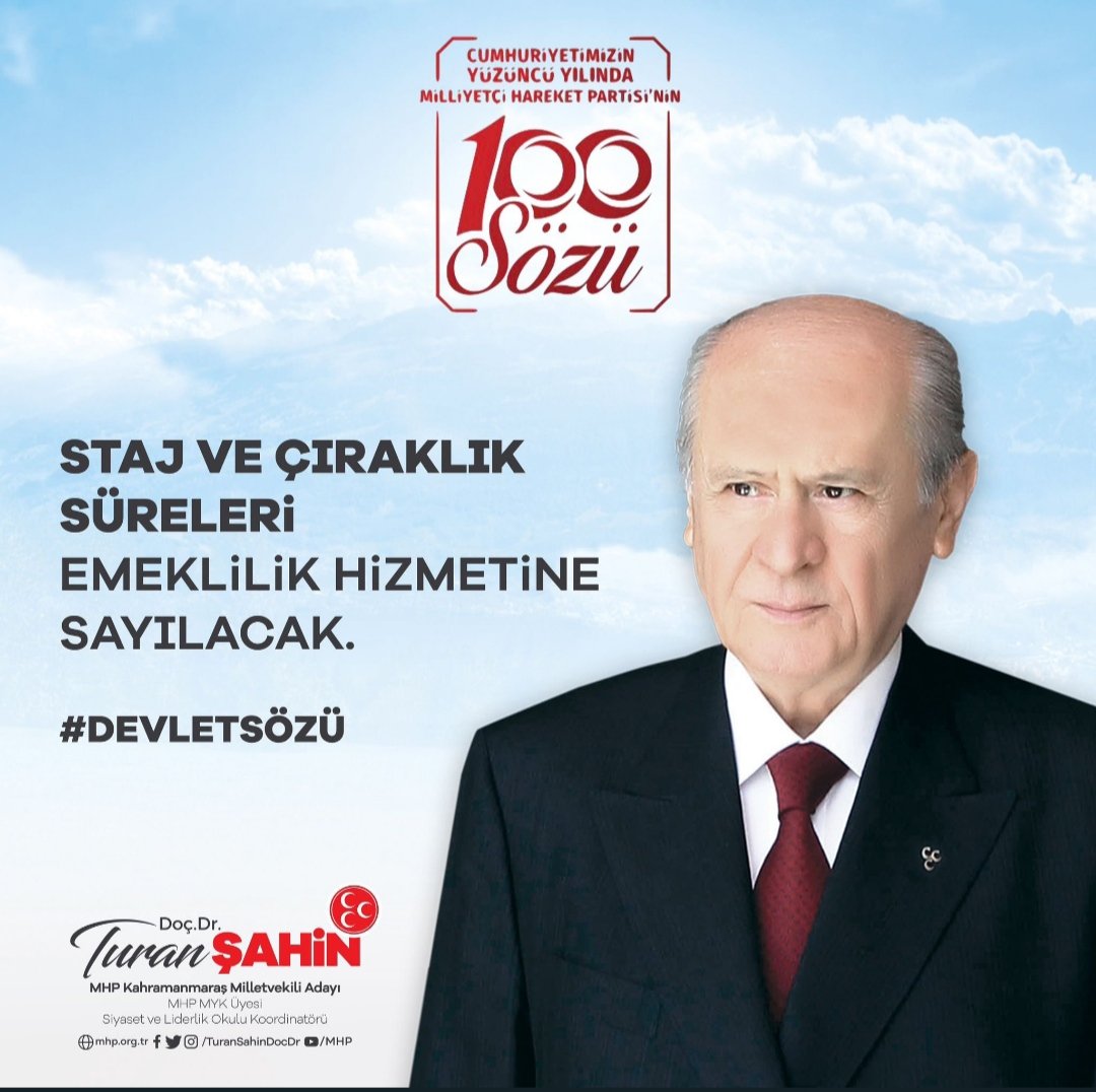 İnsanın büyüklüğü, yaptıklarından gelir, 
söylediklerinden değil ! 

Çıraklık ve staj mağdurları verdiğiniz sözün takipçisidir.

<a href="/MHP_Bilgi/">MHP</a> 

#ÇırakVeStajyer3308eTakıldı