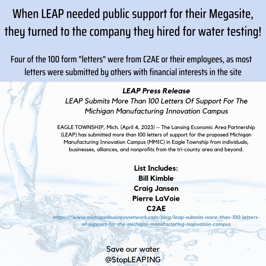 StopLeaping's tweet photo. LEAP started drilling a test well today.

As is typical, LEAP found a biased insider for the work.

The info acquired under FOIA shows that they hired a donor &amp; supporter, C2AE.

Our water, taxpayer money, this community-->all for their profit.
#purelansing #MEDC #PureOpportunity https://t.co/oyRiGZ4WDN