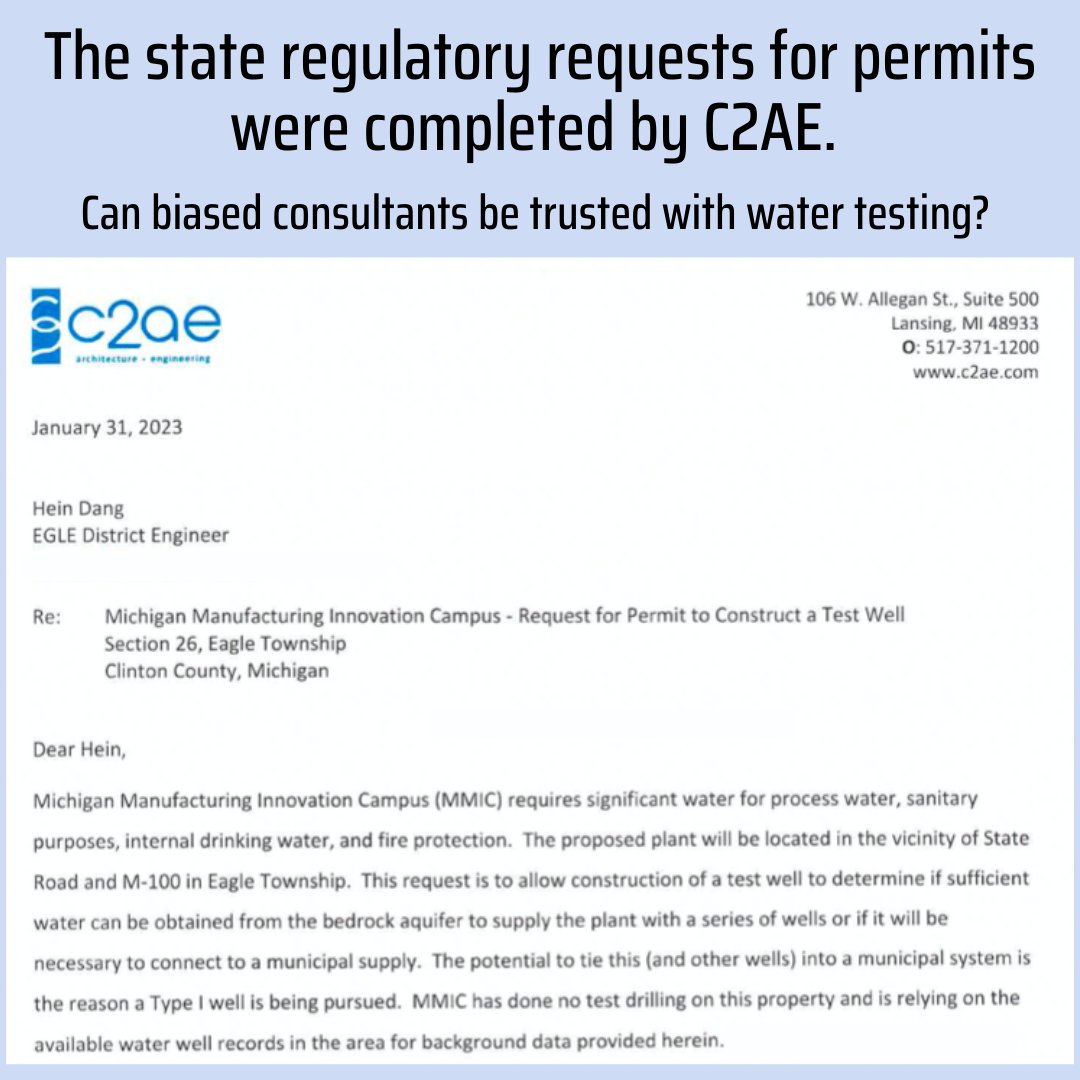 StopLeaping's tweet photo. LEAP started drilling a test well today.

As is typical, LEAP found a biased insider for the work.

The info acquired under FOIA shows that they hired a donor &amp; supporter, C2AE.

Our water, taxpayer money, this community-->all for their profit.
#purelansing #MEDC #PureOpportunity https://t.co/oyRiGZ4WDN