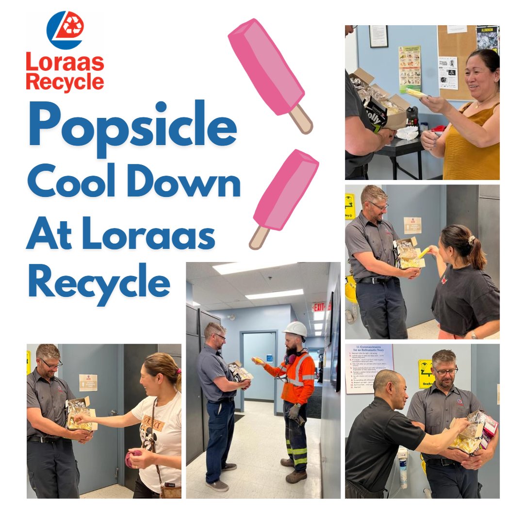🧊☀️Our Materials Manager Dale picked up some popsicles for our Loraas Recycle employees this afternoon. The wonderful people who hand sort your recyclables work in an open air facility - that means they work in the same temperature that it is outdoors and today is a HOT ONE!