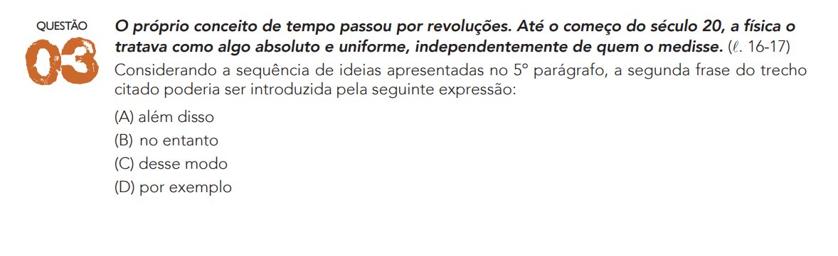 cursivamente's tweet photo. Essa questão do @VestibularUERJ 2024 é um exercício de redação, porque nos lembra que

1) Sustentar afirmações com EXEMPLOS é uma estratégia argumentativa (das boas)

2) Podemos lançar o exemplo sem ou com conectivo  (ali, o POR EXEMPLO, bem ao gosto do Enem) https://t.co/Qvf1jwLQL9