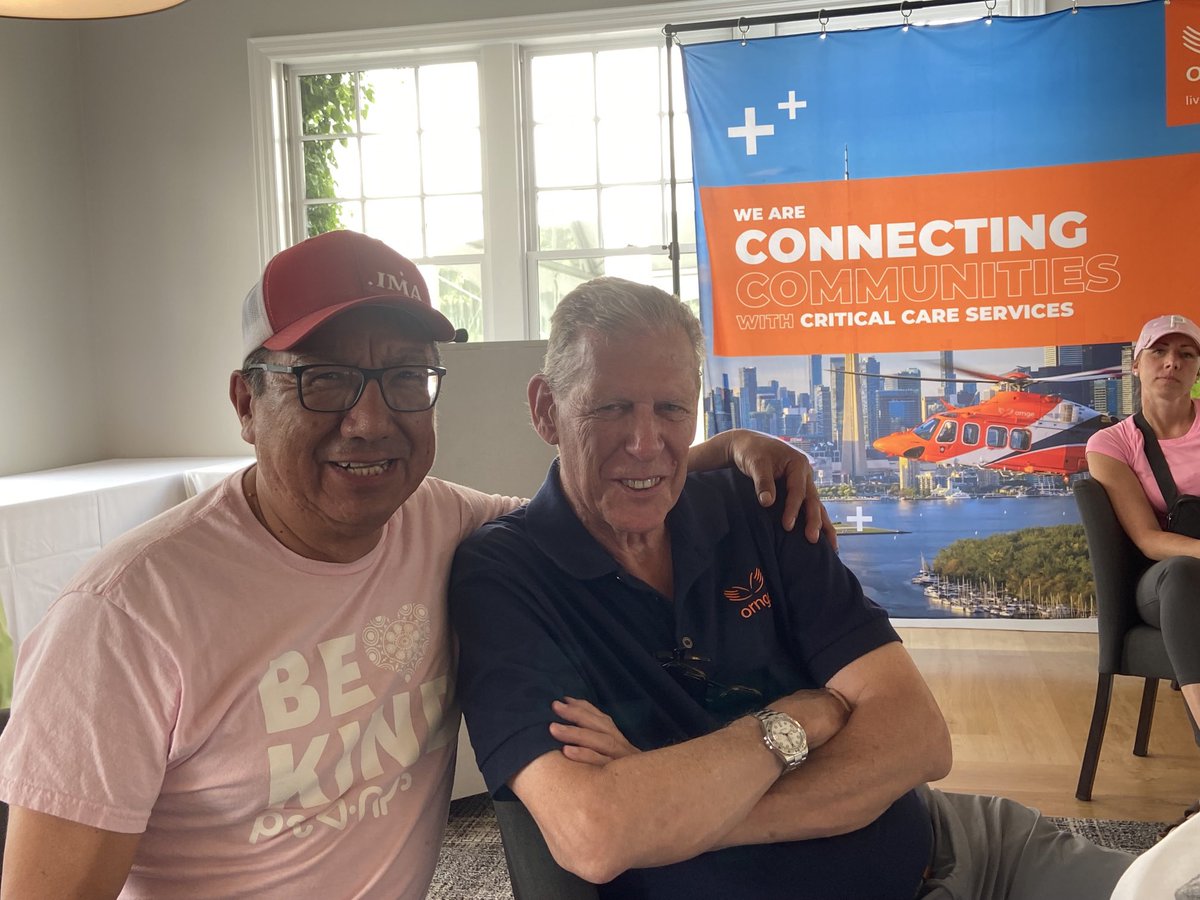 Had the pleasure of golfing with the ⁦<a href="/Ornge/">Ornge</a>⁩ Board Chair Ian Delaney at their fundraiser for ⁦<a href="/weeneebayko/">Weeneebayko Area Health Authority</a>⁩ earlier today. He’s a pro. 

Thank you for your continued strong partnership with our communities in Nishnawbe Aski Nation. 

#HealthTransformation