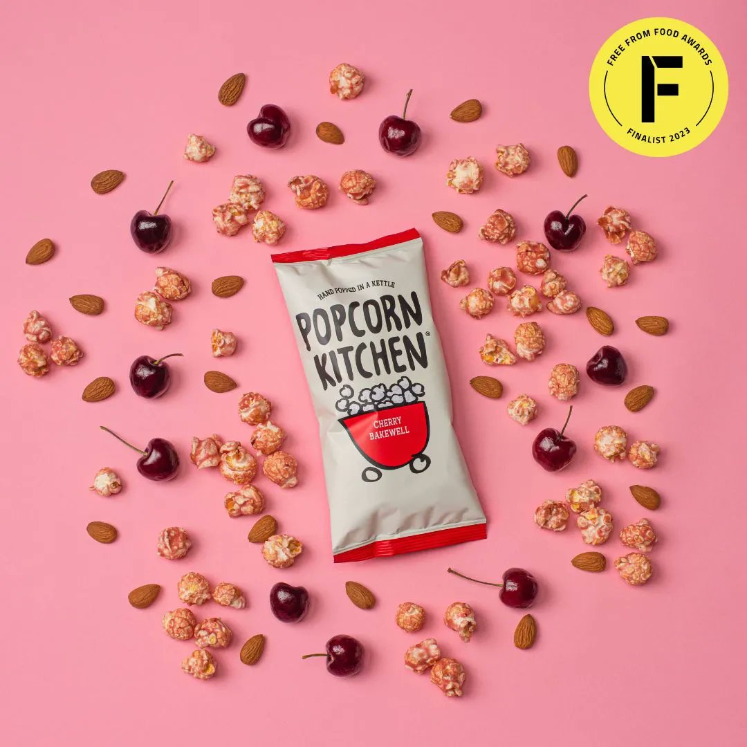 We're FINALISTS in the Free From Food Awards 🏆 We're SO excited that our Cherry Bakewell popcorn has been selected as a #finalist in the sweet snacking category for the Free From Food #Awards! 🍒 Shop here: popcornkitchen.co.uk/collections/tr…