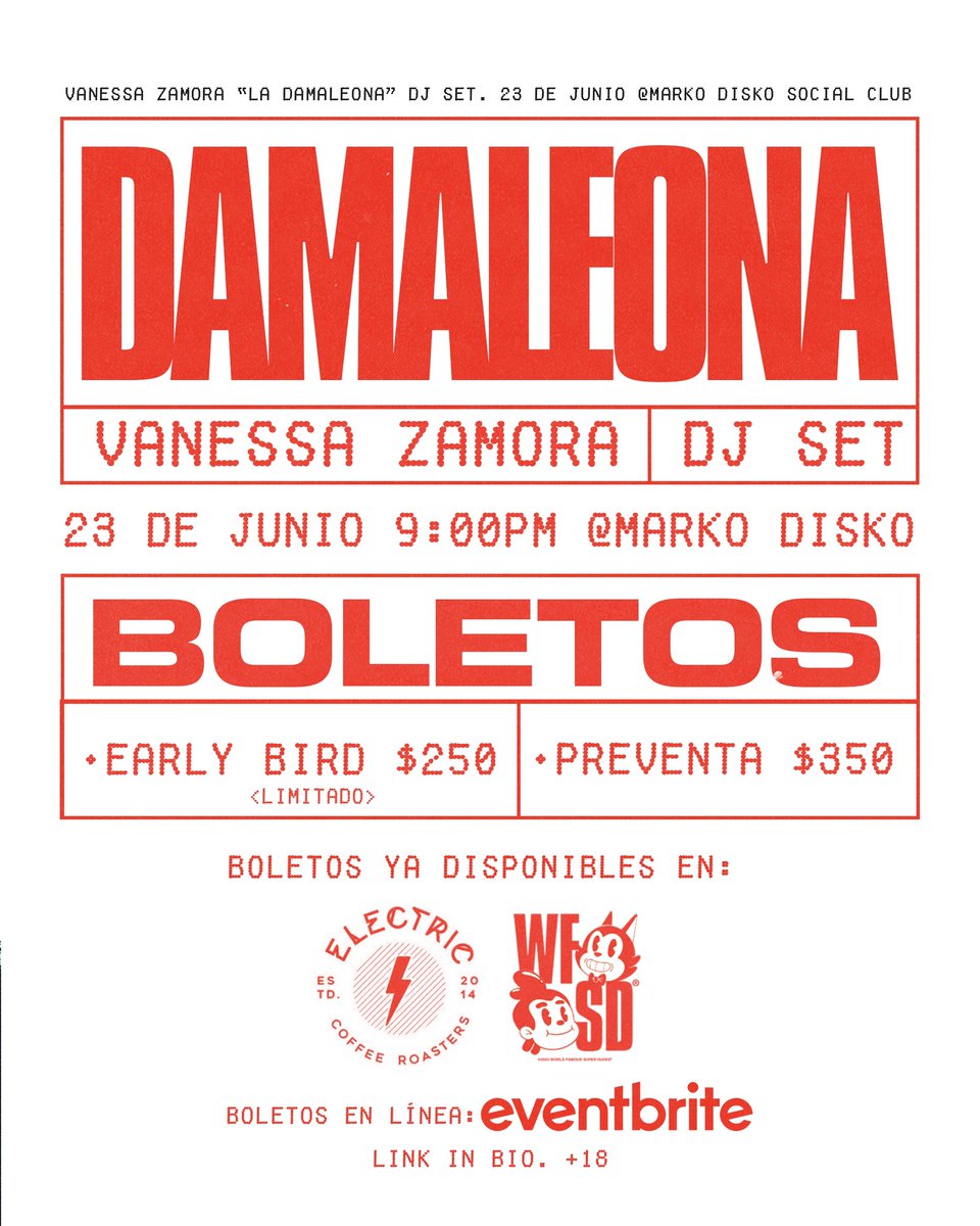 TIJUANA 👀🥵 — DAMALEONA DJ SET | 23 JUNIO AT <a href="/markodiskoclub/">markodiskosocialclub</a> 

TICKETS: eventbrite.com.mx/e/vanessa-zamo…