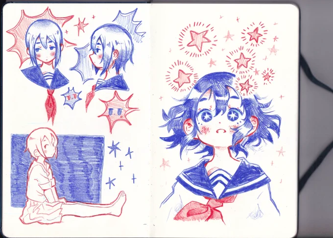 It's simple, but this is my favorite sketchbook spread. Also, the physical sketchbook is releasing at AX!!