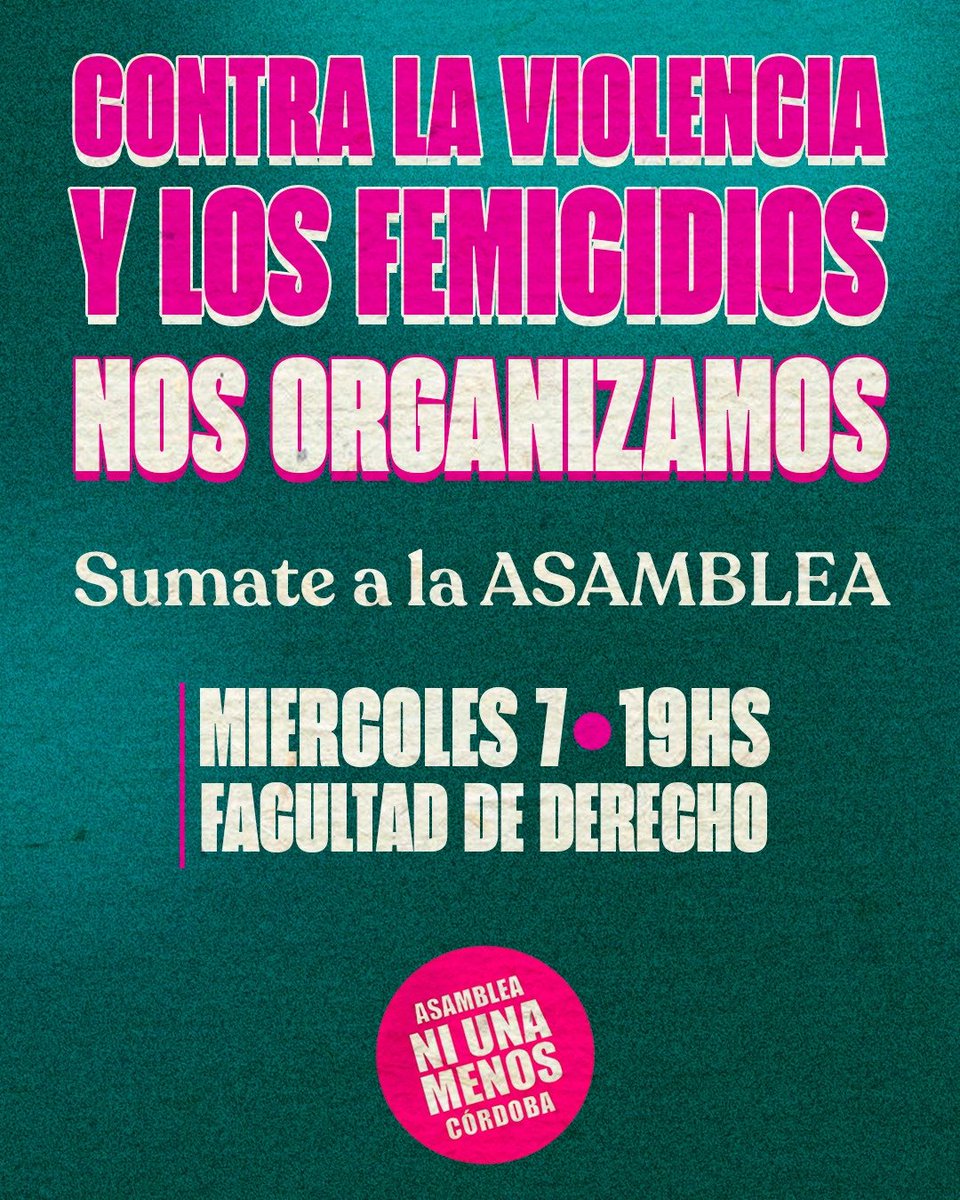 El viernes tomamos las calles de todo el país en un masivo #3J al grito de #NiUnaMenos porque crece la bronca contra las violencias patriarcales y el ajuste. También crece la organización por nuestros derechos y reivindicaciones
👉🏻7/6- 19:00 hs Facu de Derecho (Obispo Trejo 242)