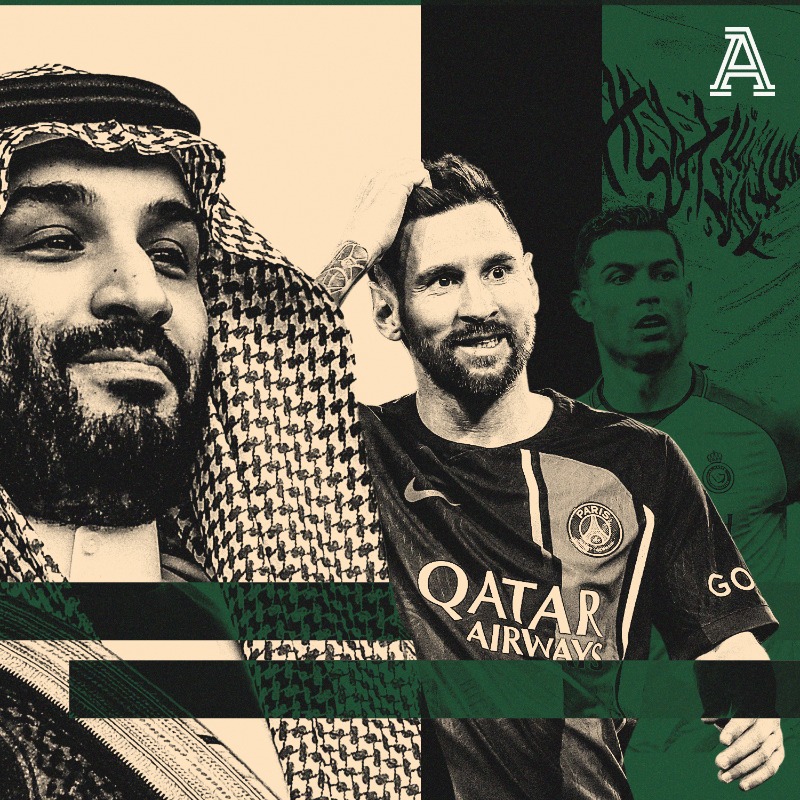 TheAthleticFC's tweet photo. Saudi Arabia's sovereign wealth fund, PIF, will take control of the four largest teams in the Saudi Pro League.

▪️ Ronaldo's already there - are Benzema and Messi on their way?
▪️ What does it mean for the summer transfer market?
▪️ Who else has been linked?

📝 @jwhitey98