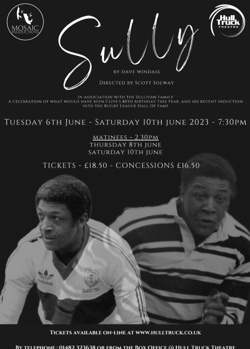 Sully, opens Tuesday 6th June @ Hull Truck Theatre for only 7 performances, don't miss out. A re-tweet would be fab, happy to chat about it too <a href="/bbcburnsy/">David Burns</a> <a href="/jameshoggarth/">James Hoggarth</a> <a href="/hullfcofficial/">Hull FC</a> <a href="/hullkrofficial/">Hull KR</a>  <a href="/mikewhitesport/">Mike White</a> <a href="/vicwhittamITV/">Victoria Whittam</a> @RedRobinPodcast <a href="/pcooke06/">Paul Cooke</a> <a href="/AppleyardJoseph/">Joseph Appleyard</a>