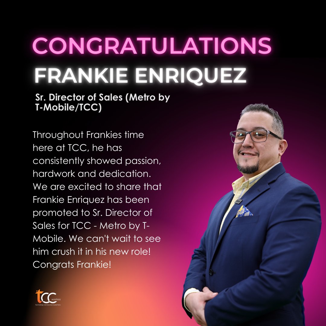 TCCMobile's tweet photo. Congrats to our amazing TCC team on the big promotion! 🌟 We're so proud of your hard work and dedication.

#tccwireless #congrats #tmobile #metrobytmobile #promotions https://t.co/cP8o9KHs1v