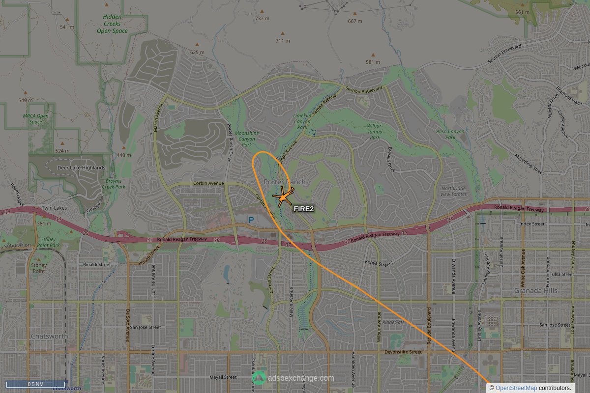 ffoverhead's tweet image. LAFD #N302FD callsign #FIRE2 (a A139) was seen near Porter Ranch, Los Angeles, CA at approx 22:18 UTC squawking 1200 globe.adsbexchange.com/?icao=a32741&amp;amp;z… #LAFD #LAFire