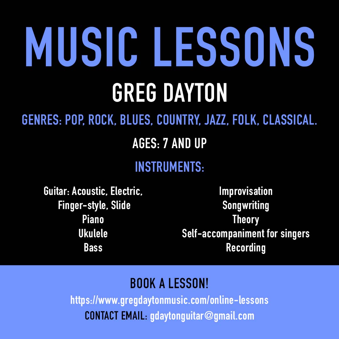 I’m accepting some new students over the summer. Join the musical journey! gregdaytonmusic.com/online-lessons 
#MusicLessons #LearnMusic #MusicEducation #MusicClass #MusicalTraining #MusicInstructor #MusicSkills #PianoLessons #GuitarLessons #ViolinLessons #VoiceLessons #DrumLessons