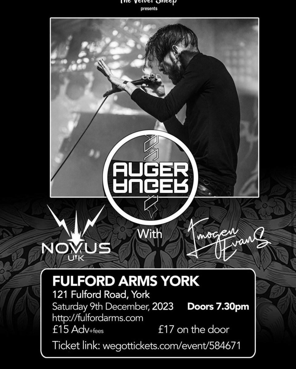 imogenmusic's tweet photo. So unbelievably excited for this! I’ll be supporting my fellow Big Chair artists @AugerOfficial and Novus at Fulford Arms York! 

Such an incredible feeling to perform alongside these talented musicians and have these amazing opportunities! 

Thank you for all the support. 🖤 https://t.co/JxKFTGY4jb