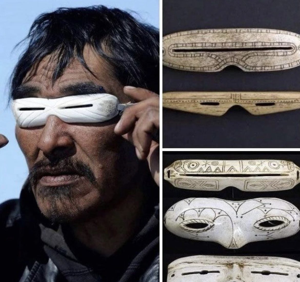 Centuries ago, approximately 800 years prior, the indigenous Inuit and Yupik communities residing in Alaska and northern regions of Canada ingeniously crafted small apertures on ivory and antler materials to fashion snow goggles. This innovative creation served the purpose of