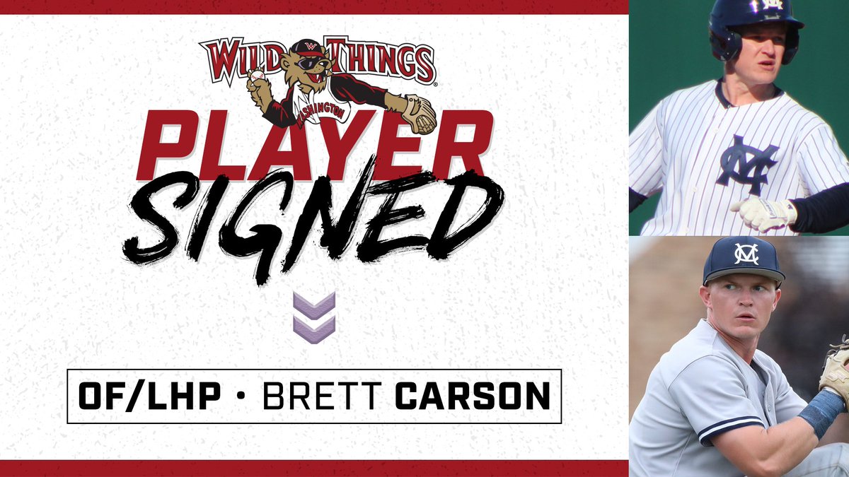 WashWildThings's tweet image. We've signed LHP/OF Brett Carson (@brettcarson_40), who finished his collegiate career with @EttaExpress_MC/@MariettaPioneer

2023 - 
Plate: .419/.486/.719, 21 2B, 12 HR, 58 RBI 
Mound: 5-2, 1.87 ERA, 53 IP, 65 K

Brett will wear #14 and be active tomorrow. #WeMakeForeverFans