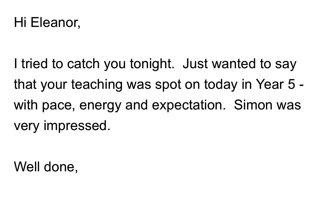 Receiving this feedback from the primary director of the trust feels GOOD! Happy first day back to me🥳