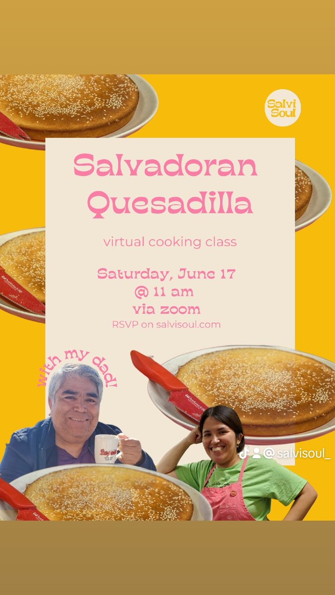 Salvadoran Quesadilla is one of the most beloved pan dulces from El Salvador and it happens to be one of my dad's favorites. Join our upcoming class, and you too will master our family recipe. Tickets salvisoul.com!