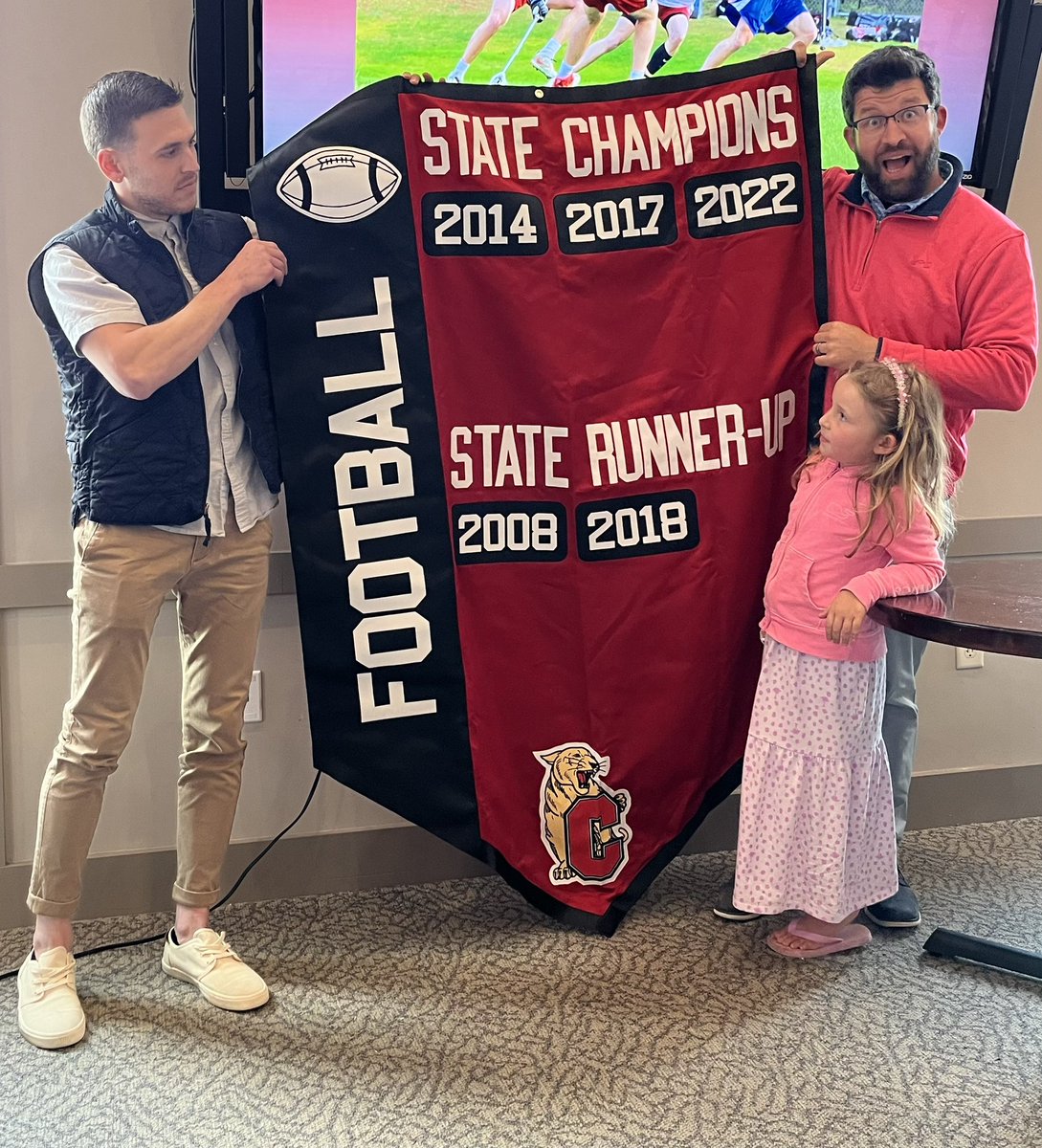 During the Athletic Banquet tonight the Booster Club revealed the new banners. We have worked extremely hard fundraising this year and can’t wait to see these handing in the gym!!