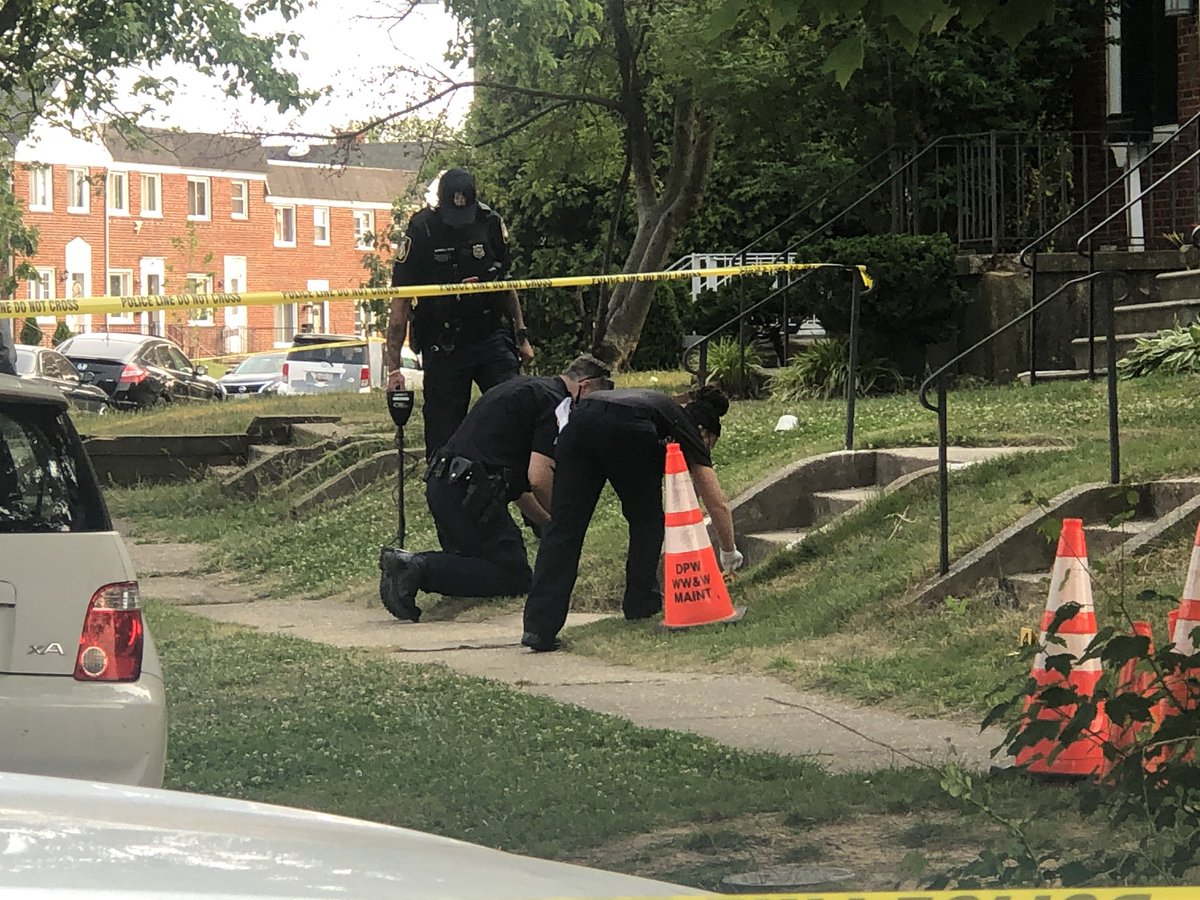 Baltimore County Police Detectives combing scene on Dalton Road in Parkville where at least one juvenile was shot.  Neighbors report hearing 5-6 gunshots.  So far, no suspects.