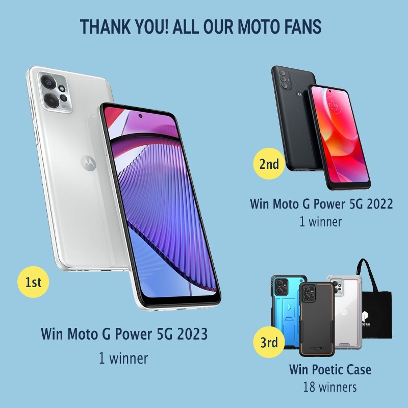 Moto phone Giveaway June 2023 for Moto fans
We are excited to announce our latest giveaway as a way to show appreciation for our incredible Moto fans and their ongoing support. you have a chance to win an amazing Moto G Power along with a free Poetic case and a Poetic Swag Bag