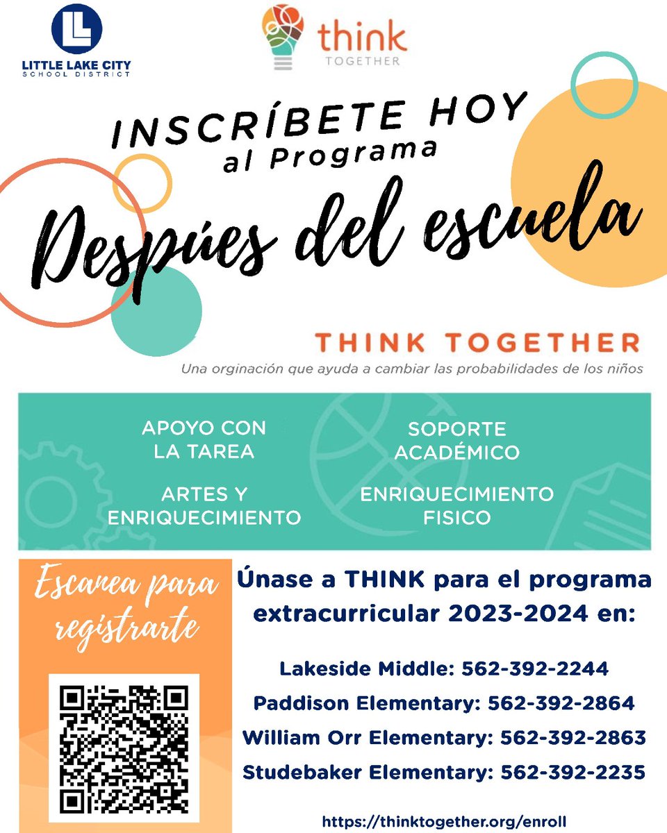 Exciting Summer Programs! Join us for a summer of fun, learning, & new experiences. With @thinktogether partnership, we’re transforming children’s futures, fostering a nurturing environment! Register to secure your child’s spot! 📝 
.
.
#LLCSD #ThinkTogether #PaddisonElementary