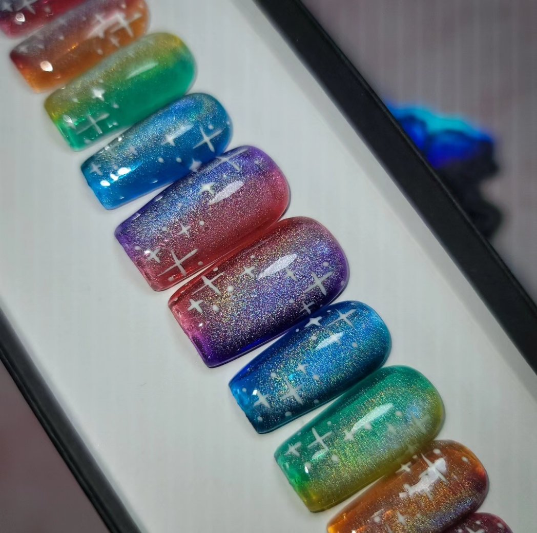DeadGirlClaws's tweet photo. Color spectrum on my medium square style Press on Nails 🌈✨️ https://t.co/aqjHdAHtjQ