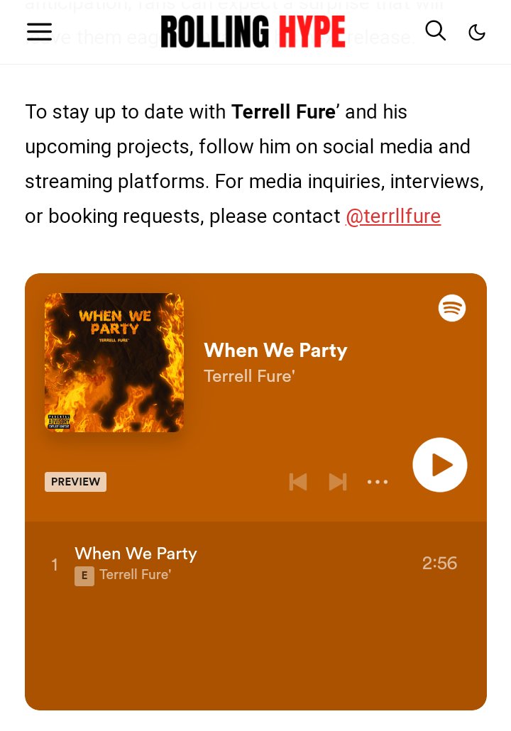 TerrellFure's tweet image. Go download the song "When We Party" and save it to your playlist. It's on all digital platforms. Spotify Link is below⬇️         open.spotify.com/album/30USqPQs… #magazinespread #magazineinterview