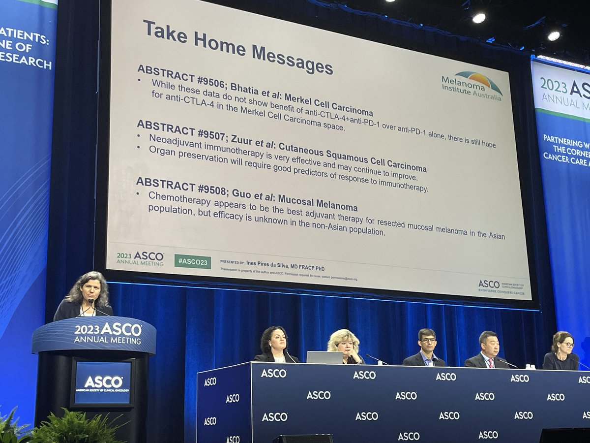 Jeffrey Gershenwald (@jeffgershenwald) on Twitter photo <a href="/MelanomaAus/">Melanoma Institute Australia</a> <a href="/inespiresilva/">Inês Pires da Silva</a> provides insights into treatment for mucosal melanoma, squamous cell carcinoma, and merkel cell carcinoma as discussant during <a href="/ASCO/">ASCO</a> #ASCO2023 #melanoma session <a href="/MelanomaAus/">Melanoma Institute Australia</a> <a href="/inespiresilva/">Inês Pires da Silva</a> provides insights into treatment for mucosal melanoma, squamous cell carcinoma, and merkel cell carcinoma as discussant during <a href="/ASCO/">ASCO</a> #ASCO2023 #melanoma session