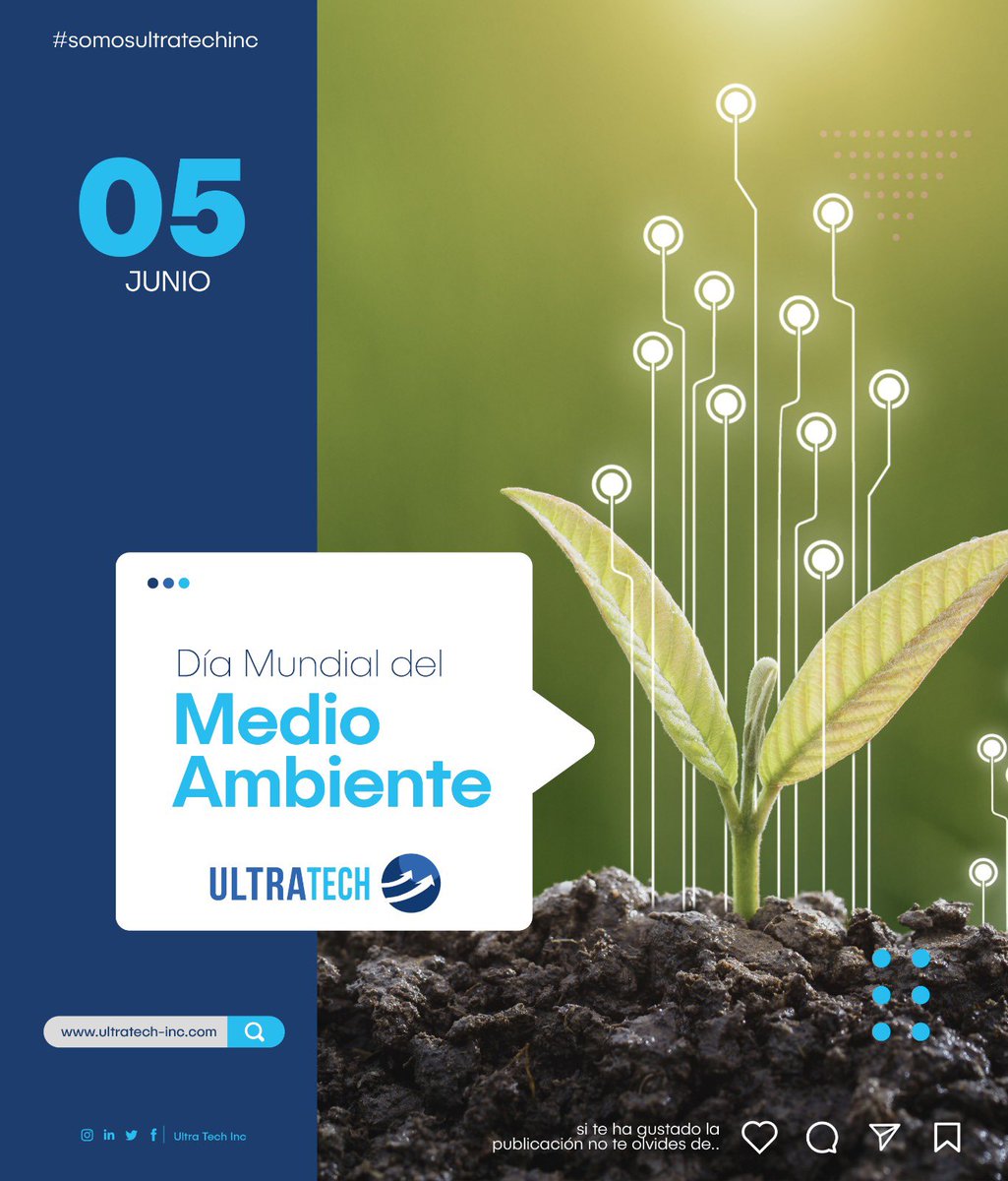 UltraTechIncpty's tweet photo. 🌍💚 Celebremos el Día Mundial del Medio Ambiente juntos🌿✨ Es hora de tomar acción y marcar la diferencia en la protección de nuestro hermoso planeta. 💪💙

#DíaMundialDelMedioAmbiente
#ultratechincpty
#somosultratechinc https://t.co/aYSaGxKjP9