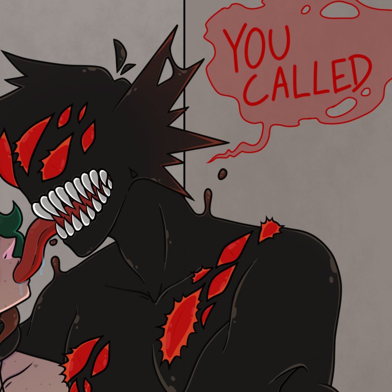 excited to share my #bkdk art from the <a href="/BkDkMonsterZine/">Fight Or Flight: A Monsterfucking Zine | RELEASED</a>🐉✨

#femdeku is one of the most loyal worshippers so of course they get the most darkly pleasurable rewards🕯️🩸