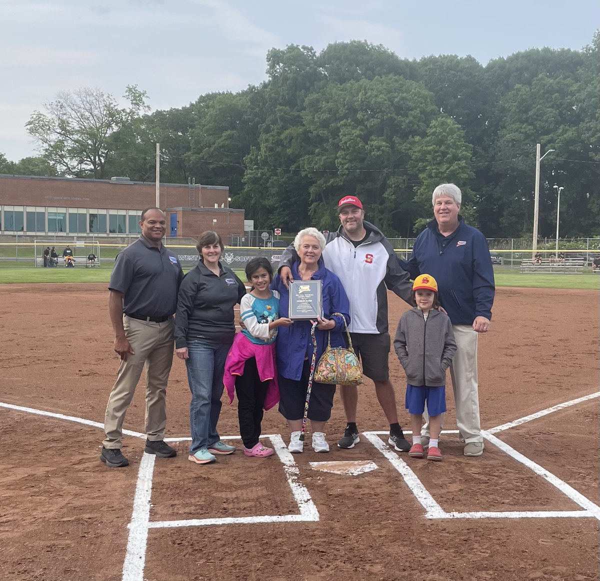 Before tonight's Class L softball semifinal in West Haven, the CIAC welcomed to the field the family of Bob Baird. 

A dedicated supporter of softball and high school sports in CT, Bob - who passed away in December - was posthumously honored with a CIAC Softball Merit Award for