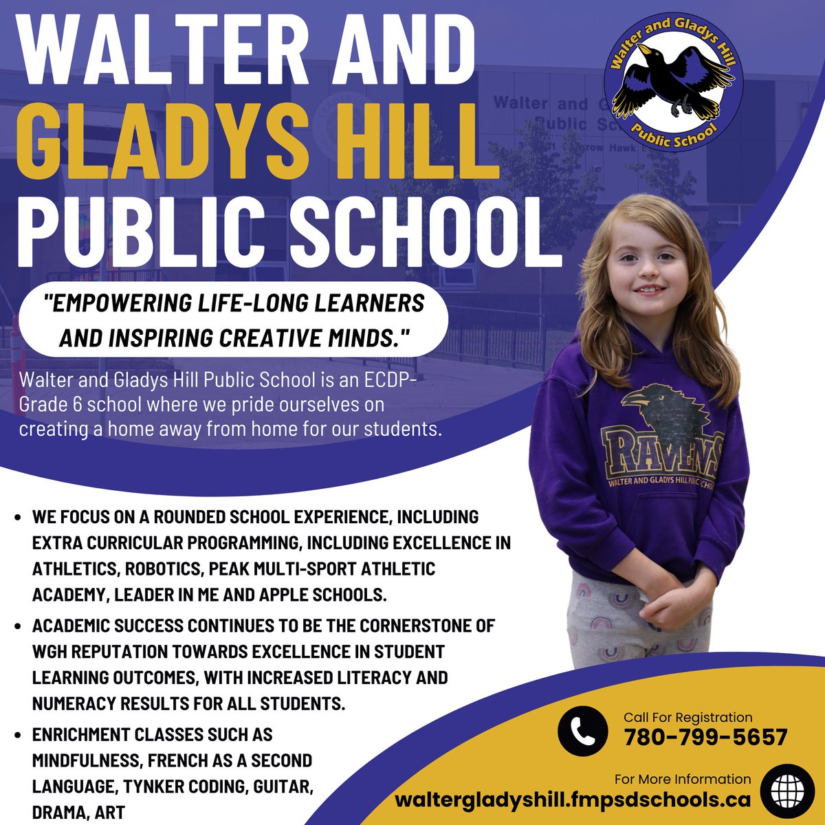 At @WGHillElem, our mission is to develop engaged 21st-century learners from ECDP to Grade 6. For more info: waltergladyshill.fmpsdschools.ca Register now: bit.ly/3B6Pj6F @annaleeskinner #FMPSD #YMM #RMWB