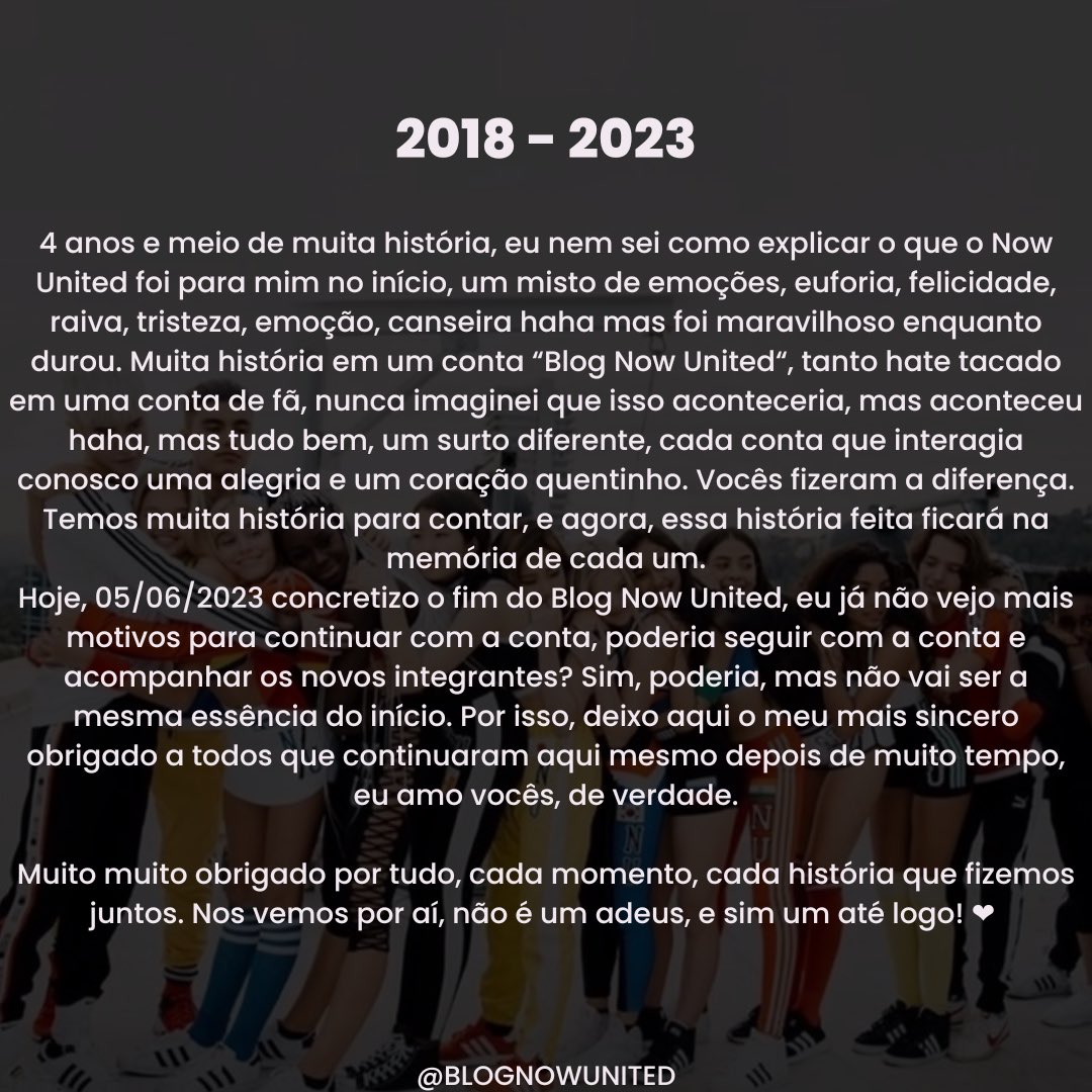 2018 - 2023. Até logo! ❤️