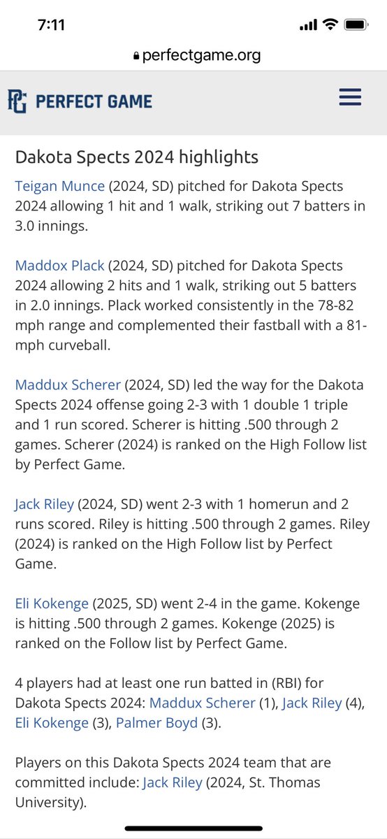 605Spects's tweet photo. Pool GM 2 @PGMidwestBB #KCInvite win over NBA Marucci
@EliKokenge 1-4, RBI
@braylon_bear 2-2, 2B, R
@maddux_scherer 2-3, 2B, 3B, RBI, R
@jackriley2024 2-3, HR, 4RBI, R
@coen_cook1 1-2, 2R
@Palmerboyd13 2-3, 3RBI, R
@PlackMaddox 2IP, 2H, 0R, 5SO
@TeiganMunce 3IP, 1H, 1R, 7SO https://t.co/Rhi2JmKJQZ