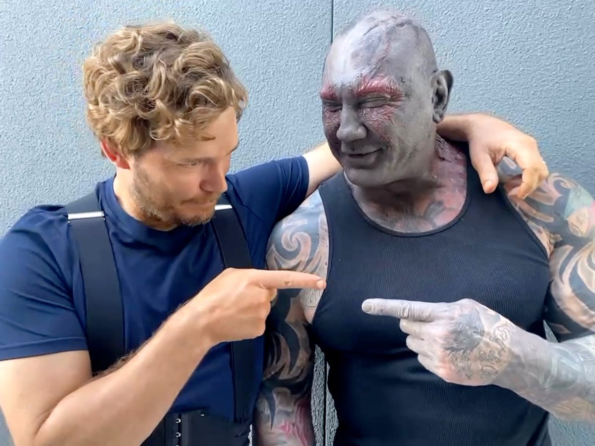 prattprattpratt's tweet photo. Second best friend. If you know… YOU KNOW #GOTGVol3  @DaveBautista @Guardians https://t.co/axbjIqIkZI