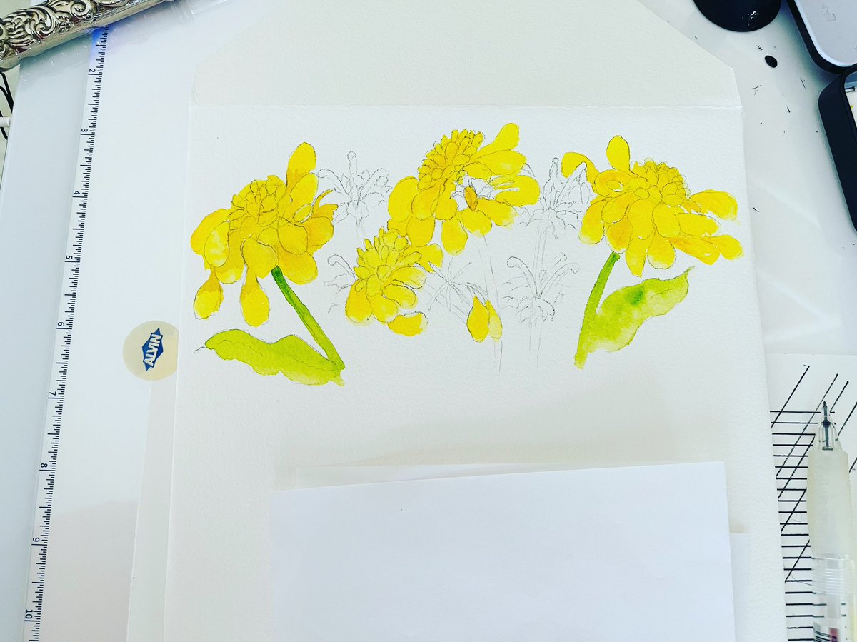 Beginning of floral watercolor on a handmade envelope! 
#art #watercolor #watercolorpainting #Watercolourpainting #artgallery #artist #flower #floral #floralart #floraldesign #handmade #handmadegift #stationery #artistontwittter #artistsontwitter #artistsoftwitter #Artists