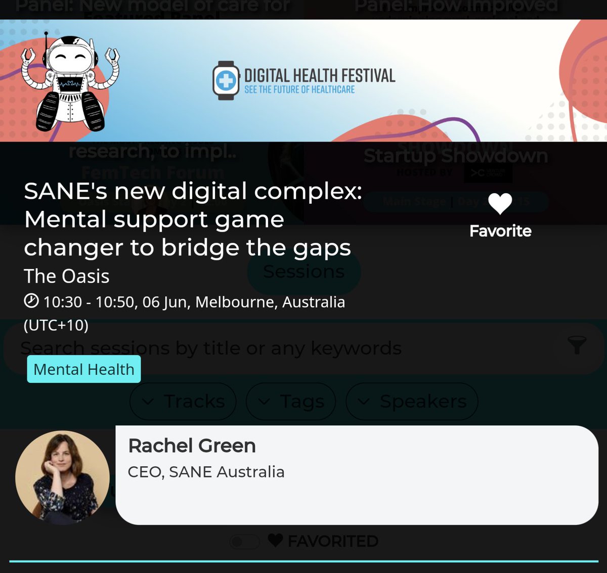 majill's tweet photo. @SANEAustralia Rachel speaking soon at the #digitalhealthfest #bridgethegap #digitalhealth https://t.co/GxruVLm7P8