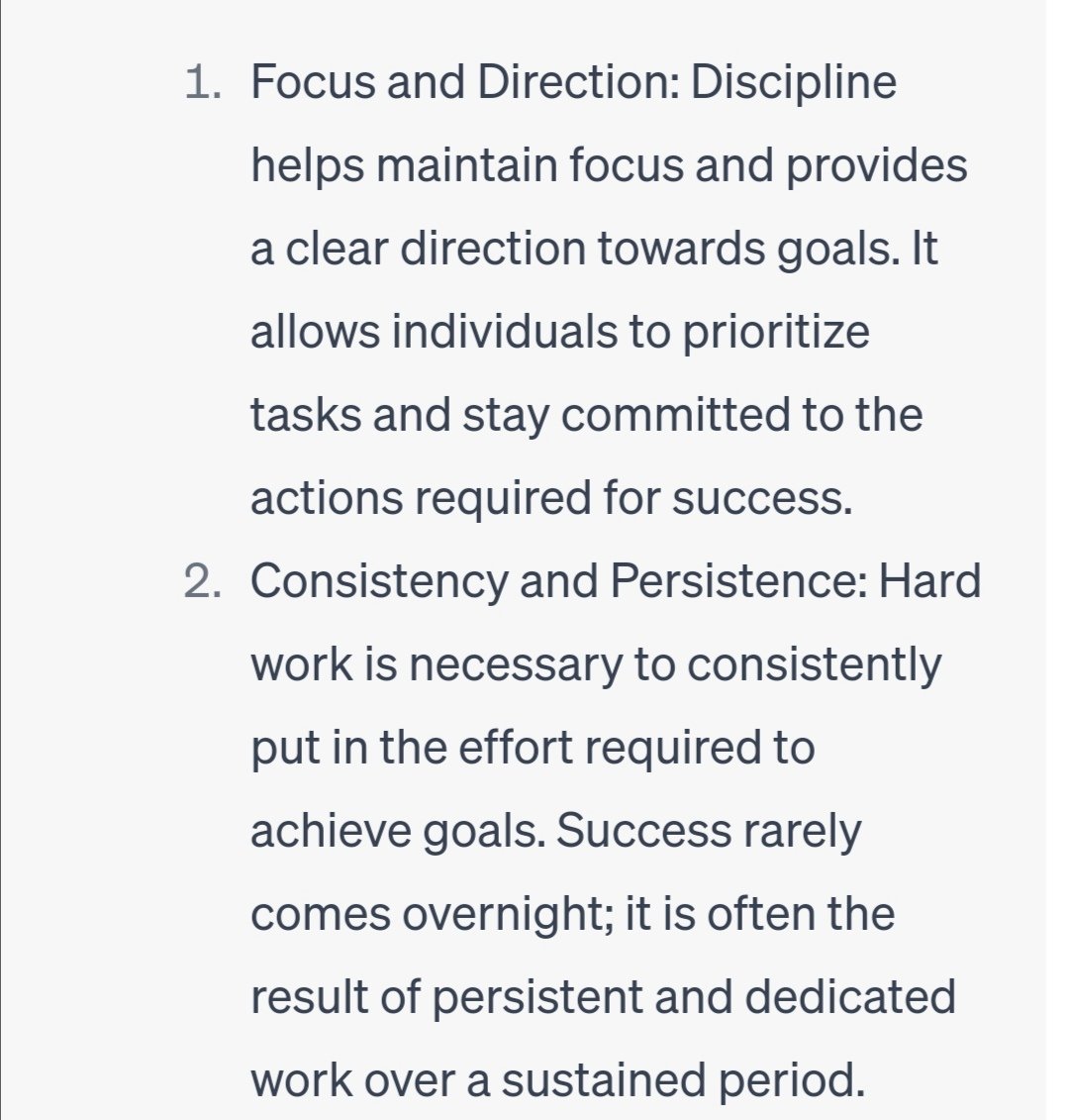 BintayIqbal12's tweet image. Most of time When #brilliance experiences an #unstructured or #undisciplined #life, it is more likely to run into #chaos than to #succeed
🔹Success often requires discipline, hard work, and organization for several reasons:
1.Focus and Direction
2. Consistency and Persistence
