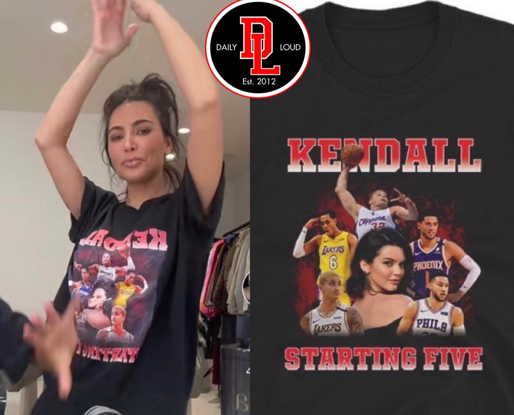 Kim Kardashian wears T-shirt of sister Kendall Jenner surrounded by five of her NBA-playing ex-boyfriends
