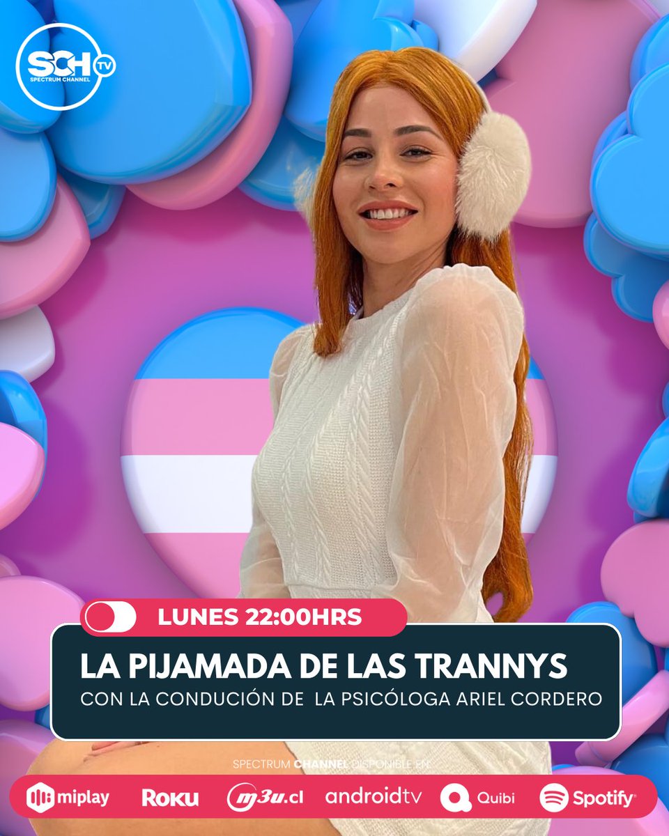 PRIDEtvLatam's tweet photo. Lunes! No te pierdas un nuevo episodio de La Pijamada de las Trannys conducido por @ari.psicologa
Sintoniza nuestro canal en todas las plataformas disponible
#SpectrumChannel El Canal de todos los Colores 🏳️‍⚧️🏳️‍🌈 https://t.co/xDlOrrULk8