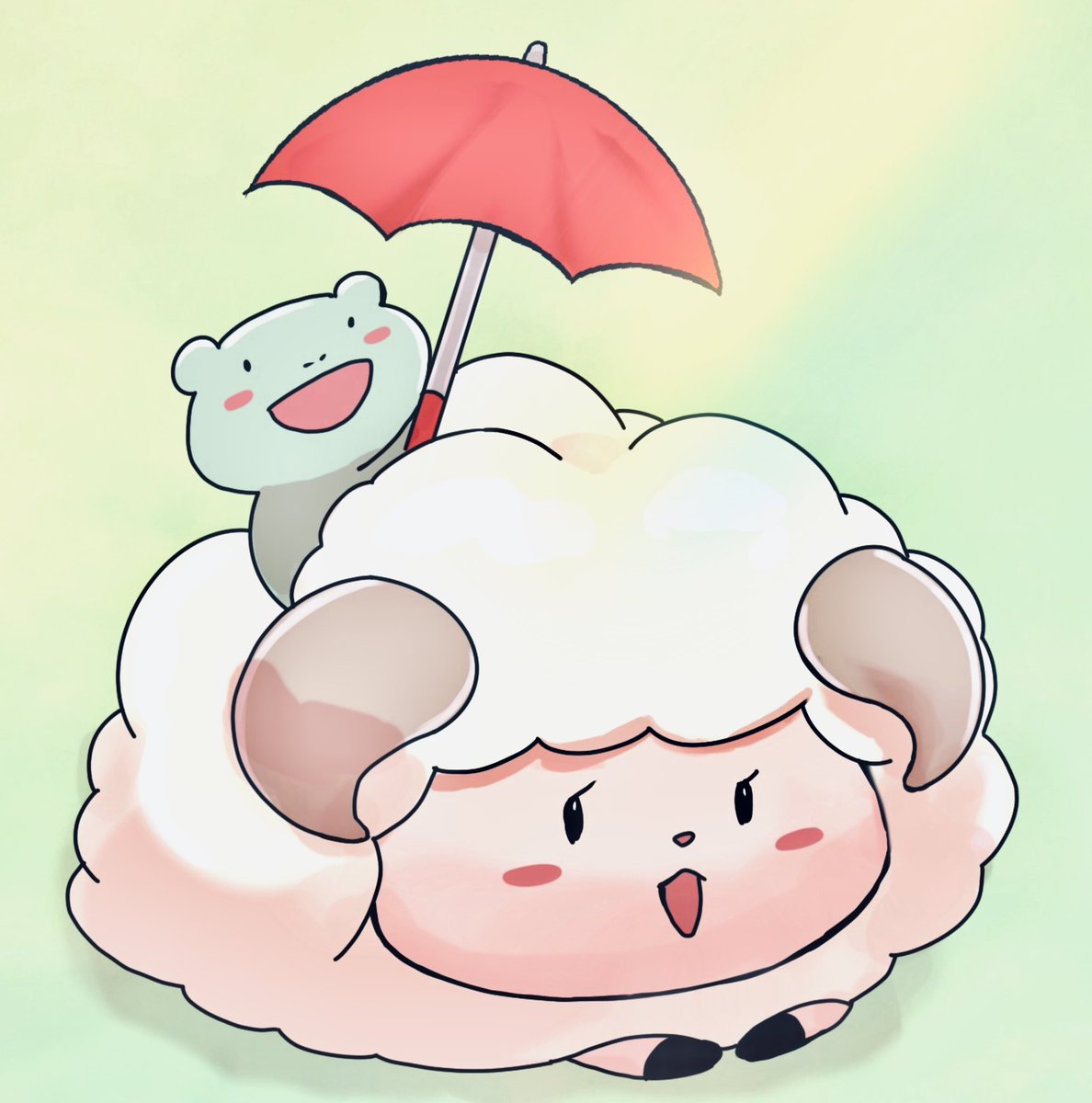 utazakana's tweet photo. おはようございます♪今日は、かえるの日とひつじの日らしいので朝イラストはゆるくコチラです♪今日も１日ファイト1発〜！ https://t.co/rcSOMB5WL4