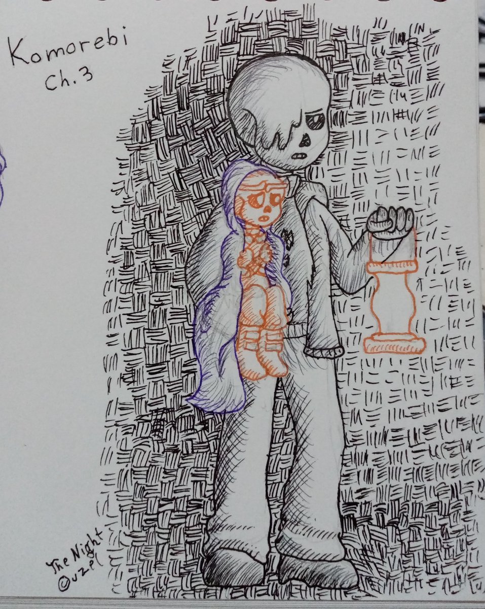 A small doodle for Komorebi by <a href="/dadmareau/">🐥dadmareau🦑</a> 
The whole chapter made my heart squeeze, and I needed to get this scene out of my system.

#undertaleAU #dreamtale #NightmareSans #dreamSans