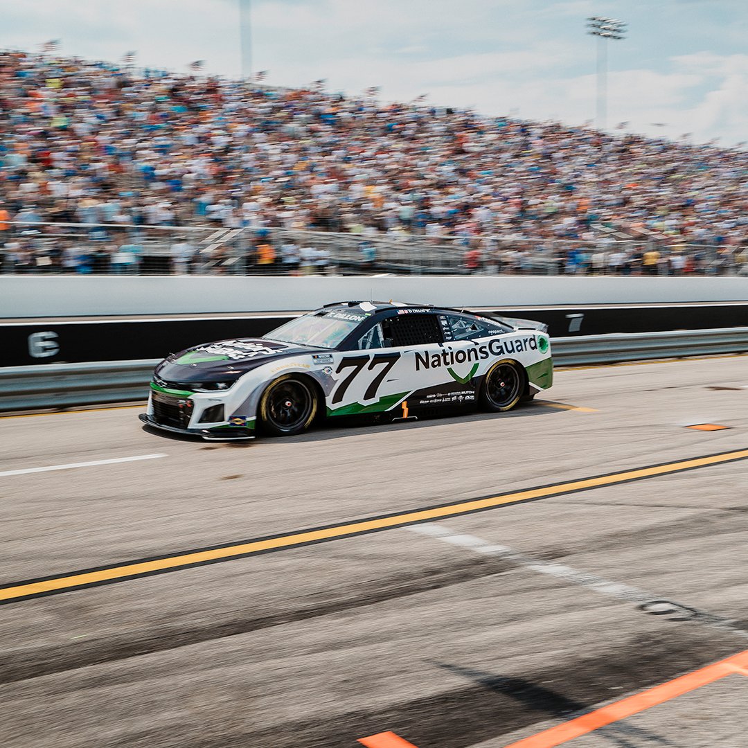 SpireMotorsport's tweet photo. Yesterday @tydillon took care of his stuff, kept out of the hornet's nest and brought his @NationsGuard #77 to the checkered flag for a solid finish and a job well done. #spiremotorsports #nationsguard #NASCAR #cupseries https://t.co/Hk8DuEOrF8