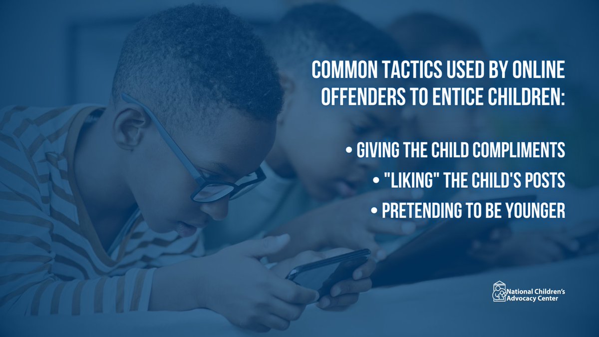 INTERNET SAFETY MONTH: Teach your child to recognize ways online offenders entice children. It can start with “liking” a child’s post and offering compliments. It often escalates to sexual conversations, requests, and sending explicit images. Learn more: bit.ly/3xLlg2y