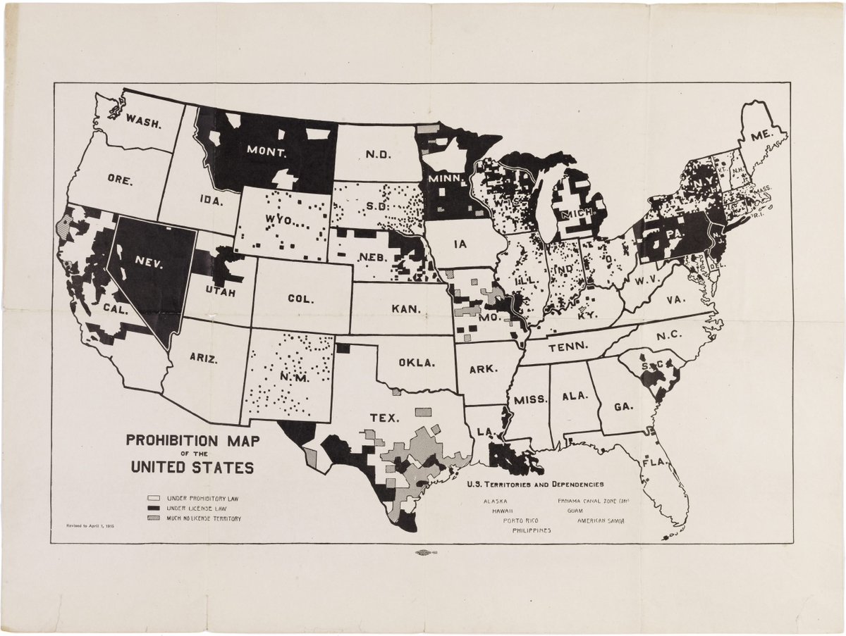bostonraremaps's tweet photo. 1915 map of the United States from the campaign for National Prohibition
#mapporn #cartography #maps #oldmaps #raremaps #Persuasivemap #prohibition #temperance #thematicmap https://t.co/r3f5OXd1gb